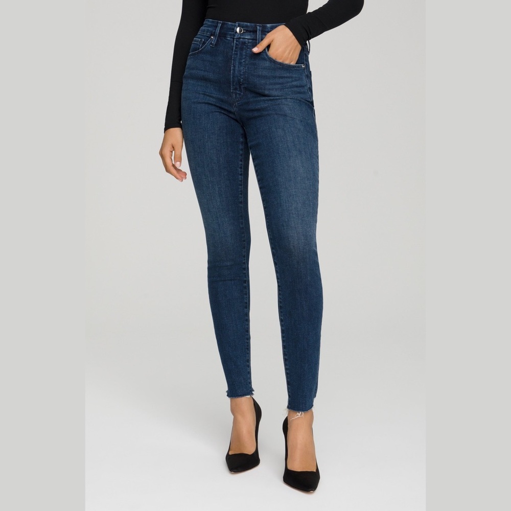 Good American Good Legs Skinny Jean w/ Raw Chewed Hem
